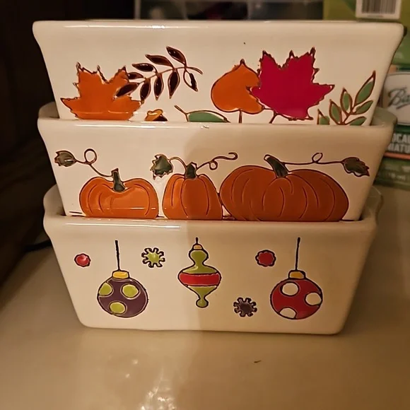 #203 Nantucket Loaf Pan Beige Ceramic Stoneware Mini Bakeware- Various Patterns - Picture 6 of 6